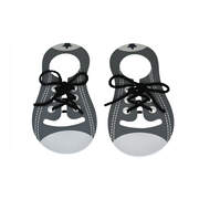 WOODEN LEARN TO TIE SHOE LACE WOLF GREY PAIR
