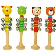 PRICE FOR 4 ASSORTED ANIMAL BELL STICK W BASE 