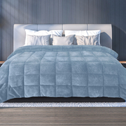 Quilt Doona Comforter Blanket Velvet Winter Warm King Bedding Blue 500GSM
