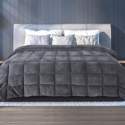 Quilt Doona Comforter Blanket Velvet Winter Warm King Bedding Grey 500GSM