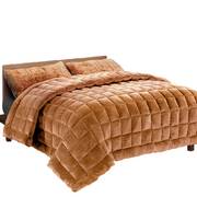 Giselle Bedding Faux Mink Quilt Comforter Fleece Throw Blanket Doona Latte Super King