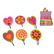 PRICE FOR ONE WOODEN FLOWER AND HEART HOOKS