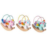 WOODEN UNICORN BEAD MAZE WITH ROCKING BASE