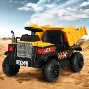 Yellow Electric Dumptruck Ride-On Car Toy