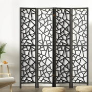 Clover Room Divider Screen Privacy Wood Dividers Stand 4 Panel Black