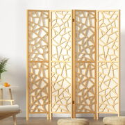 4 Panel Room Divider Screen 162x170cm Clover Natural