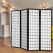 4 Panel Wooden Room Divider - Black