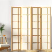 Room Divider Screen Privacy Wood Dividers Stand 4 Panel Nova Natural