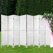 8 Panel Room Divider Screen 326x170cm Louver White