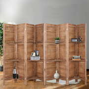  Room Divider Screen 8 Panel Privacy Dividers Shelf Wooden Timber Stand