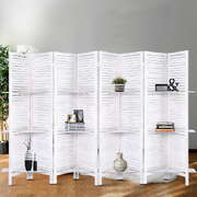 8 Panel Room Divider Screen 326x170cm Shelf White