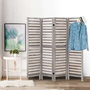 4 Panel Foldable Wooden Room Divider - Grey
