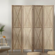 Room Divider Screen Privacy Wood Dividers Stand 4 Panel Brown
