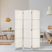 3 Panels Room Divider Screen Privacy Rattan Timber Fold Woven Stand White