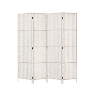 4 Panel Room Divider Screen 163x170cm Woven White