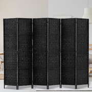 6 Panel Room Divider Screen 245x170cm Woven Black