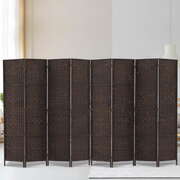 Room Divider 8 Panel Dividers Privacy Screen Rattan Wooden Stand Brown