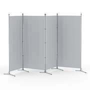 4 Panel Room Divider Screen 345x180cm with Grey Fabric Panels