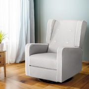 Recliner Armchair 360° Swivel Grey Fabric 