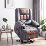 Power Lift Recliner Chair Massage Heat Grey | EXTG
