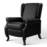 Recliner Armchair Black Faux Leather Domini