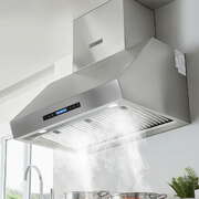 900mm Range Hood 3-Speed Fan LED Display Remote Control