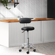PU Leather Swivel Chair with Backrest - Black