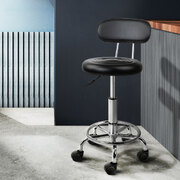 Salon Stool Swivel Chair Backrest Black