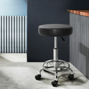 Round Salon Stool Black Pu Swivel Barber Hair Dress Chair Hydraulic Lift
