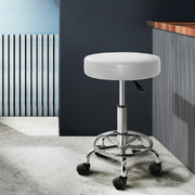 2x Salon Stool Round Swivel Chair White