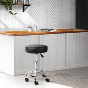 PU Leather Swivel Salon Stool - Black