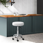 PU Leather Swivel Salon Stool - White