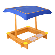 Kids Wooden Sandbox With Canopy & Water Basin 103Cm