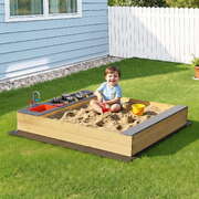 Wooden Sandpit Sand Pit Outdoor Kids Toy Box Mud Kitchen Sink Storage Bench