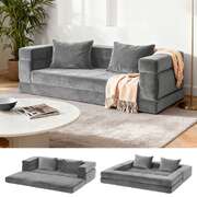 Convertible Folding Sofa Bed Grey Velvet 300kg | EXTG