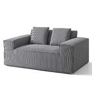 2 Seater Sofa Bed Corduroy Grey Loveseat Couch No Assembly Compact