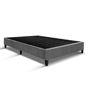  King Single Size Bed Base Frame Mattress Platform Grey Fabric Wooden