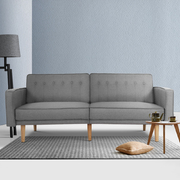 Sofa Bed Lounge 3 Seater Futon Couch Recline Chair Wooden 195cm Fabric