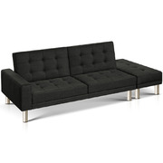 3 Seater Sofa Bed Fabric Couch Ottoman Lounge Chair Futon Charcoal
