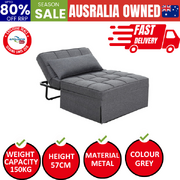 Sofa Bed Ottoman Pillow Folding Linen Grey