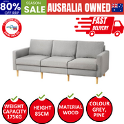 Sofa 3 Seater Couch Chair Lounge 225cm Large Seat Chaise Fabric Grey
