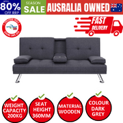 Sofa Bed 175CM Dark Grey Fabric