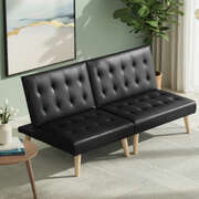 2-Seater Fabric Sofa Bed Couch Lounge Chair Black