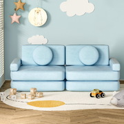 Sofa Bed 160CM DIY Couch Velvet Blue