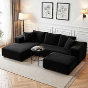 Modular Sectional Sofa Bed Corduroy Ottoman | EXTG