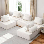 5-Seater Floor Sofa Lounge Chair With Pillows Foldable Tatami Recliner Living Room Bedroom