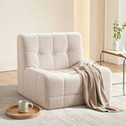 Boneless Floor Couch Single Sofa White Fabric | EXTG