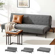 3-Seater Sofa Bed Innerspring Futon Couch Grey | EXTG