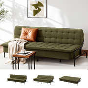 3 Seater Sofa Bed Innerspring Futon Couch Green | EXTG