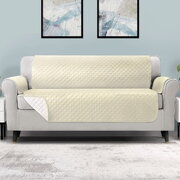 Sofa Cover Quilted Couch Covers 100% Water Resistant 4 Seater Beige
